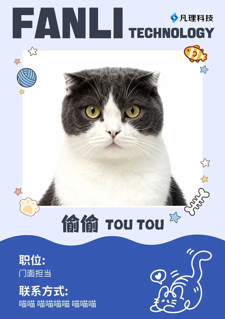 Tou Tou Fanli Technology pet employee badge